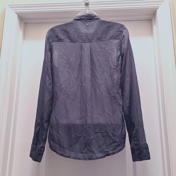 Guess Los Angeles Women's Long Sleeve Sheer Blueish Gray Button Up- Sz. X S - Picture 11 of 15